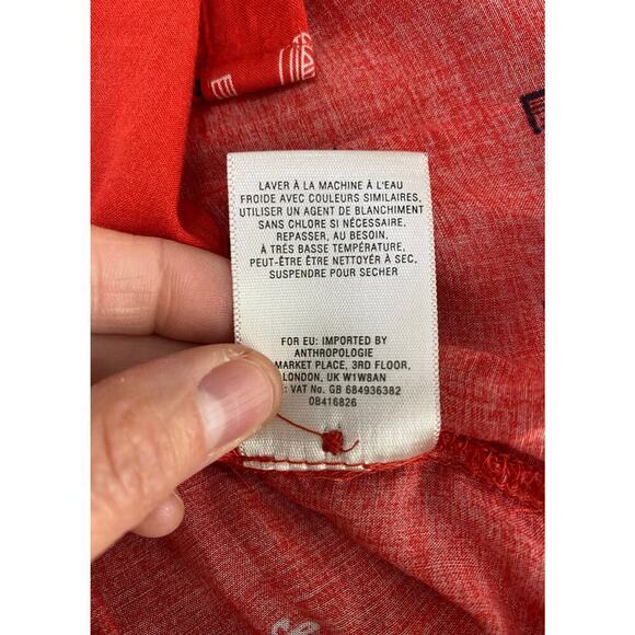 Maeve by Anthropology Women's 4 Red Paris London Button Up Blouse - Picture 10 of 11